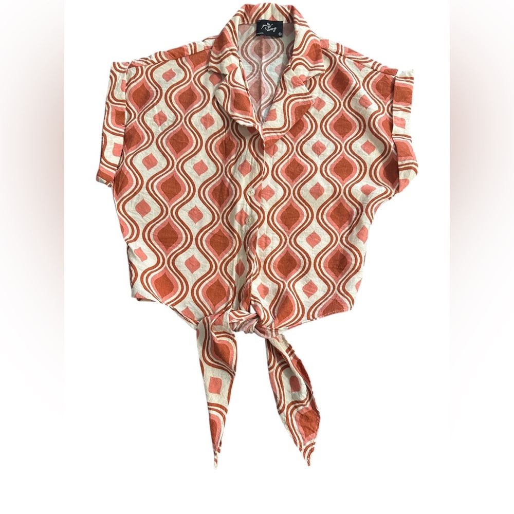 Women Top Orange and White Size XS